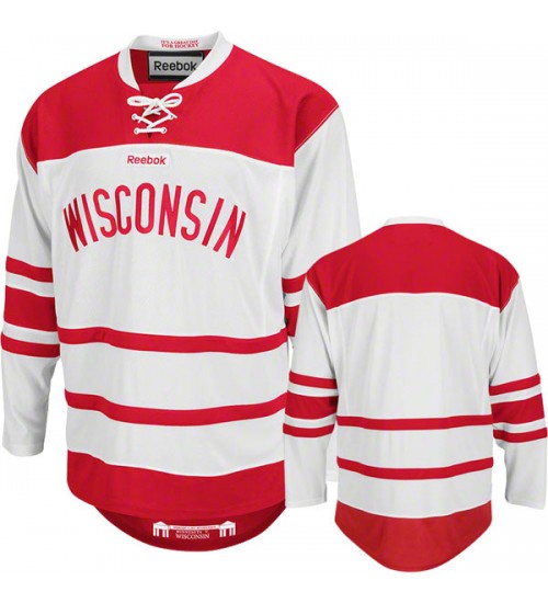 Custom Wisconsin Badgers Cardinal College NCAA White Red Hockey Jersey